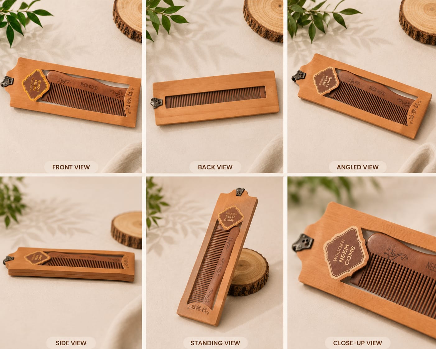 Premium Natural Neem Wood Comb – Handmade Wooden Hair Comb - Image 3